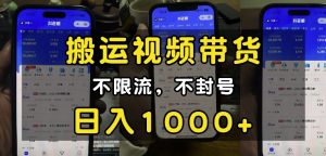 “小白必看”搬运视频带货玩法,不限流,不封号,纯自然流,日入1k-梦想波浪