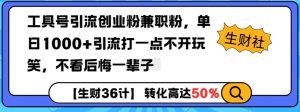 工具号引流创业粉兼职粉，单日1000+引流打一点不开玩笑，不看后悔一辈子【揭秘】-梦想波浪