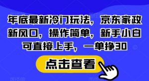 年底最新冷门玩法，京东家政新风口，操作简单，新手小白可直接上手，一单挣30【揭秘】-梦想波浪