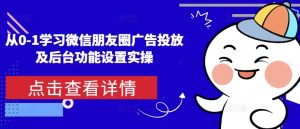 从0-1学习微信朋友圈广告投放及后台功能设置实操-梦想波浪