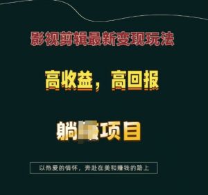 影视剪辑最新变现玩法，高收益，高回报，躺Z项目【揭秘】-梦想波浪