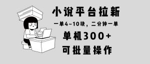 小说平台拉新，单机300+，两分钟一单4~10块，操作简单可批量。-梦想波浪