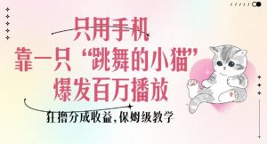 只用手机靠一只“跳舞的小猫”爆发百万播放，狂撸分成收益，保姆级教学-梦想波浪