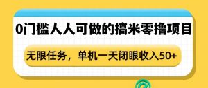 0门槛人人可做的搞米零撸项目,无限任务,单机一天闭眼收入50+-梦想波浪