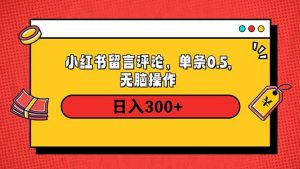 小红书评论单条0.5元，日入300＋，无上限，详细操作流程-梦想波浪