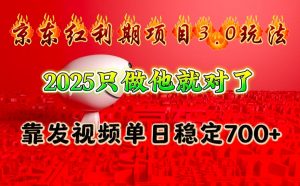 京东红利项目3.0玩法，2025只做他就对了，靠发视频单日稳定700+-梦想波浪