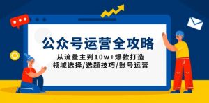 公众号运营全攻略：从流量主到10w+爆款打造，领域选择/选题技巧/账号运营-梦想波浪