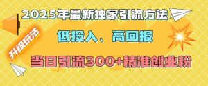 2025年最新独家引流方法，低投入高回报？当日引流300+精准创业粉-梦想波浪