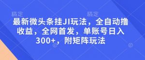 最新微头条挂JI玩法,全自动撸收益,全网首发,单账号日入300+,附矩阵玩法【揭秘】-梦想波浪
