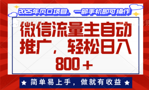 微信流量主自动推广，轻松日入800+，简单易上手，做就有收益。-梦想波浪