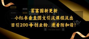 小红书垂直图文引流课程流出,日引200+创业粉,速看防和谐-梦想波浪