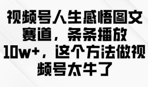 视频号人生感悟图文赛道，条条播放10w+，这个方法做视频号太牛了-梦想波浪
