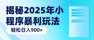 揭秘2025年小程序暴利玩法：轻松日入900+-梦想波浪