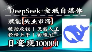 降维打击，DeepSeek+失业市场，全自动操作，结合人人刚需，单月利润轻松破100000＋-梦想波浪