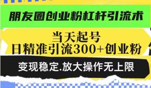 朋友圈创业粉杠杆引流术，投产高轻松日引300+创业粉，变现稳定.放大操...-梦想波浪