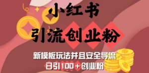 小红书引流创业粉,新模板玩法并且安全导流,日引100+创业粉-梦想波浪