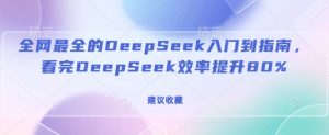 全网最全的DeepSeek入门到指南,看完DeepSeek效率提升80%(建议收藏)-梦想波浪