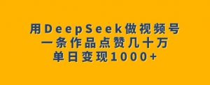 用DeepSeek做视频号,一条作品点赞几十万,单日变现1k-梦想波浪