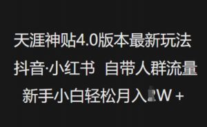 天涯神贴4.0版本最新玩法,抖音·小红书自带人群流量,新手小白轻松月入过W-梦想波浪