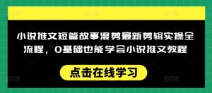 小说推文短篇故事混剪最新剪辑实操全流程,0基础也能学会小说推文教程,肯干多发日入多张-梦想波浪