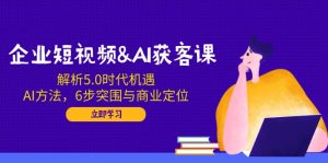 企业短视频&AI获客课:解析5.0时代机遇,AI方法,6步突围与商业定位-梦想波浪
