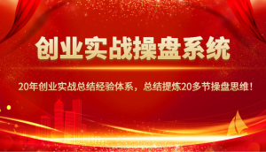 创业实战操盘系统，20年创业实战总结经验体系，总结提炼20多节操盘思维！-梦想波浪