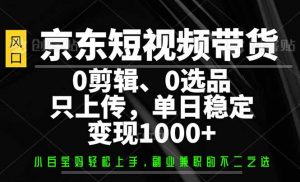 京东短视频带货，0剪辑，0选品，只需上传素材，单日稳定变现1000+-梦想波浪