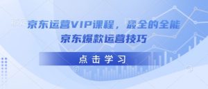 京东运营VIP课程,最全的全能京东爆款运营技巧-梦想波浪
