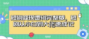 短剧变现逻辑完整版，短剧从小白到大佬速成记-梦想波浪