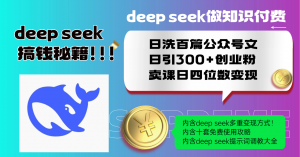Deep seek做知识付费日洗百篇公众号文日引300+创业粉，卖课日四位数变…-梦想波浪
