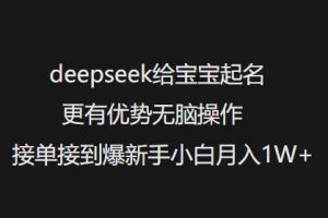 deepseek给宝宝起名更有优势无脑操作接单接到爆新手小白月入1W+-梦想波浪