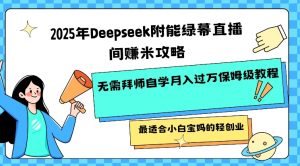 2025年Deepseek附能绿幕直播间挣米攻略无需拜师自学月入过W保姆级教程,最适合小白宝妈的轻创业-梦想波浪