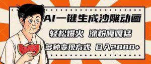 AI一键生成沙雕动画,单视频破千万播放,多种变现方式,日入2000+-梦想波浪