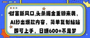 财富新风口,头条掘金重磅来袭AI秒出爆款内容简单复制粘贴即可上手,日...-梦想波浪