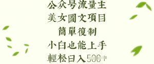 流量主长期收益项目，美女图片简单复制，小白也能上手，轻松日入5张-梦想波浪