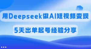 佣金45%,用Deepseek做AI短视频变现,5天出单起号经验分享-梦想波浪
