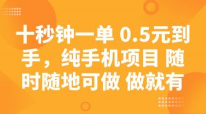 十秒钟一单 0.5元到手，纯手机项目 随时随地可做 做就有-梦想波浪