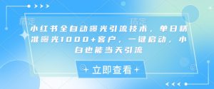 小红书全自动曝光引流技术,单日精准曝光1000+客户,一键启动,小白也能当天引流【揭秘】-梦想波浪