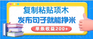复制粘贴小项目,发布句子就能赚米,单条收益200+-梦想波浪