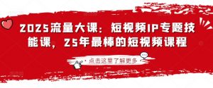 2025流量大课:短视频IP专题技能课,25年最棒的短视频课程-梦想波浪