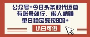 公众号+今日头条双代运营,有账号就行,单日稳定变现8张【揭秘】-梦想波浪