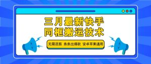 三月最新快手同框搬运技术,无需混剪 条条出爆款 安卓苹果通用-梦想波浪