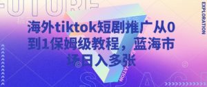 海外tiktok短剧推广从0到1保姆级教程,蓝海市场日入多张-梦想波浪