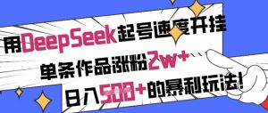 用DeepSeek起号速度开挂,单条作品涨粉2w+,日入5张+的暴利玩法-梦想波浪