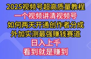 2025视频号超高质量教程，两天开通创作者分成，外加实测最强挣钱赛道，日入多张-梦想波浪