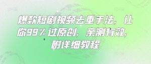 爆款短剧视频去重手法，让你99%过原创，亲测有效，附详细教程-梦想波浪