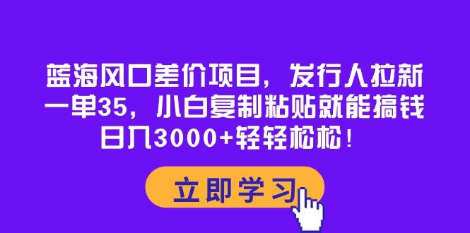 蓝海风口差价项目，发行人拉新，一单35，小白复制粘贴就能搞钱！日入30…-梦想波浪