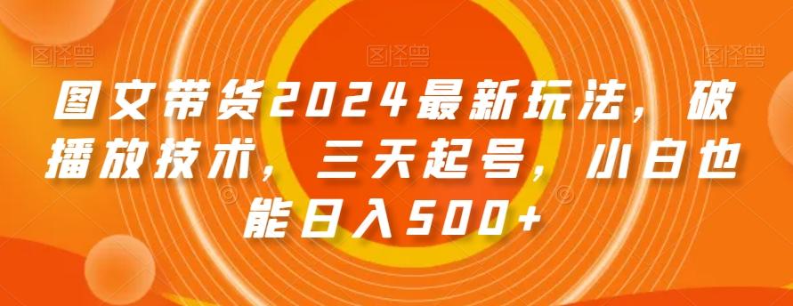 图文带货2024最新玩法，破播放技术，三天起号，小白也能日入500+【揭秘】-梦想波浪