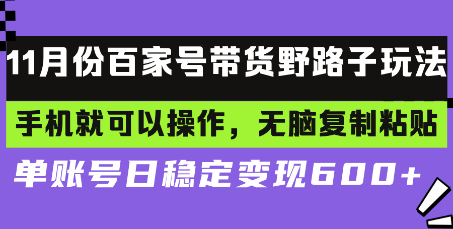 百家号带货野路子玩法 手机就可以操作，无脑复制粘贴 单账号日稳定变现…-梦想波浪