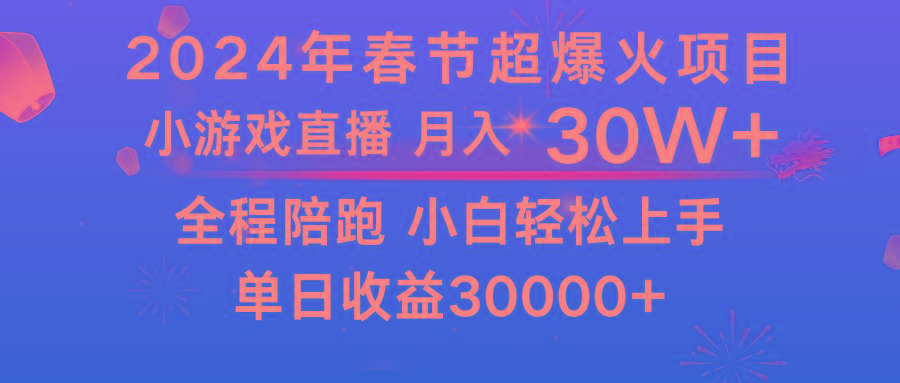 龙年2024过年期间，最爆火的项目 抓住机会 普通小白如何逆袭一个月收益30W+-梦想波浪